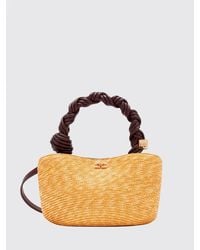 Ganni - Mini Bou Raffia Handbag With Woven Handle And Shoulder Strap - Lyst