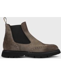 Doucal's - Suede Ankle Boots With Brogue Detail - Lyst