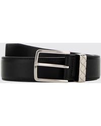 Bottega Veneta - Classic Calfskin Leather Belt With Engraved Buckle - Lyst