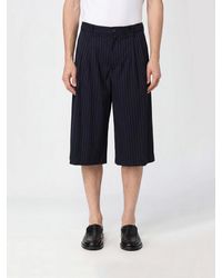 Barena - Pinstriped Wool Blend Chino Shorts With Wide Leg - Lyst