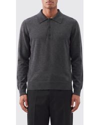 Valentino - Long-Sleeved Knitted Virgin Wool Polo - Lyst