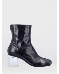 MM6 by Maison Margiela - Anatomic Crinkled Leather Ankle Boots - Lyst