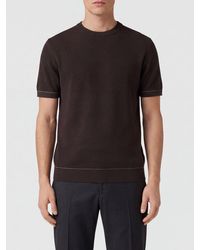 Brioni - Short-Sleeve Cotton Knit T-Shirt With Ribbed Edges - Lyst