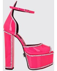 Philipp Plein - Patent Leather Platform Sandals With High Heel And Rhinestones - Lyst