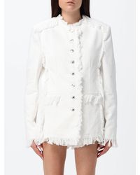 MSGM - Fringed Cotton Cropped Jacket With Crew Neck And Slit Pockets - Lyst