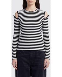 Junya Watanabe - Slim Fit Striped Cotton Long-Sleeved Top With Cut-Outs - Lyst