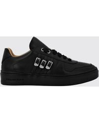 Philipp Plein - Smooth Leather Low-Top Sneakers With Jewel Buckle And Engraved Logo - Lyst