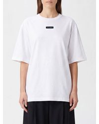 Dolce & Gabbana - Dolce &Amp Gabbana Cotton Crewneck T-Shirt With Contrast Logo And Dropped Shoulders - Lyst