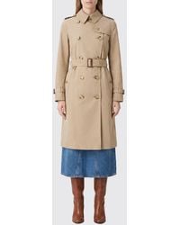 Burberry - Knee-Length Double-Breasted Cotton Trench Coat With Belt And Epaulettes - Lyst