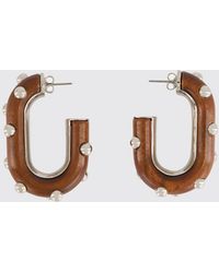 Rabanne - Clous D'Oreilles En Bois Et Laiton Avec Application De Perles - Lyst