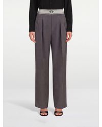 Versace - Wool-Blend Wide-Leg Trousers With Pleats And High Waist - Lyst