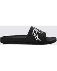 Philipp Plein - Rubber Slides With Contrasting Printed Logo - Lyst