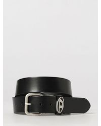 DIESEL - Smooth Leather Belt With Oval D Logo Metal Buckle - Lyst