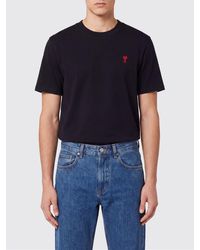 Ami Paris - Organic Cotton Crewneck T-Shirt With Ami De Coeur Embroidery - Lyst