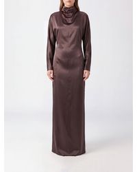 Max Mara - Long Silk Sheath Evening Gown With Draped High Neck - Lyst