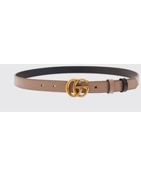 Gucci - Gg Marmont Reversible Calfskin Leather Belt With Double G Buckle - Lyst
