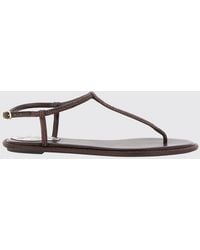 Rene Caovilla - Diana Low-Heeled Leather Thong Sandals With Crystal Application - Lyst