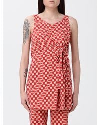 Maliparmi - Sleeveless V-Neck Top With Diamond Print And Ribbons - Lyst