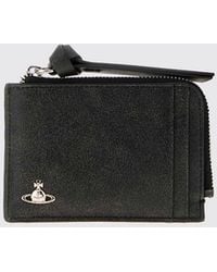 Vivienne Westwood - Aged Leather Card Holder With Zip And Orb Logo - Lyst