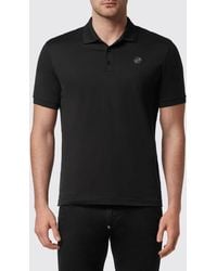 Philipp Plein - Short-Sleeve Cotton Polo Shirt With Skull Print And Logo - Lyst