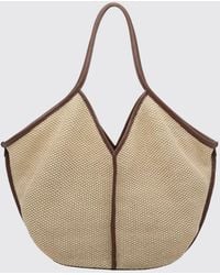 Hereu - Calella Bicolor Raffia Tote Bag With Removable Pouch - Lyst