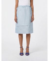 TOTEME - Striped Silk Skirt With Drawstring - Lyst