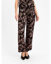 Twinset - High-Waisted Floral Print Wide-Leg Viscose Trousers With Pleats - Lyst