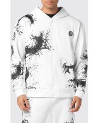 Philipp Plein - Splash Abstract Print Zip-Up Hooded Sweatshirt - Lyst