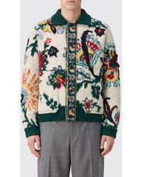 Sacai - Polo-Style Wool Cardigan With Floral Embroidery And Patch Pocket - Lyst
