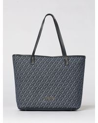 Liu Jo - Evrim Cotton Denim Bag With Jacquard Monogram - Lyst