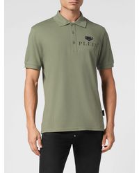 Philipp Plein - Short-Sleeve Stretch Cotton Polo Shirt With Metal Logo - Lyst