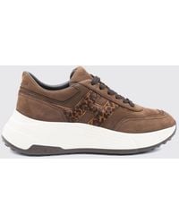 Hogan - Hi-Fi Nubuck And Pony-Effect Leather Sneakers With Animal Print And Chunky Sole - Lyst