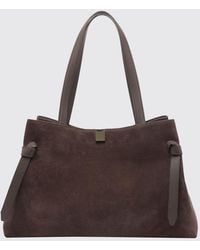 Yuzefi - Gyoza Suede Calfskin Leather Tote Bag With Double Handle - Lyst