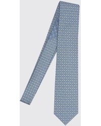 Ferragamo - Pure Silk Tie With All-Over Gancini Monogram Pattern - Lyst