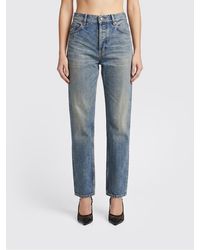 Saint Laurent - Cropped Fit Cotton Denim Jeans - Lyst