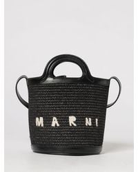 Marni - Tropicalia Mini Raffia And Leather Bag - Lyst