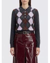 Self-Portrait - Knitted Polo Shirt With Diamond Pattern - Lyst