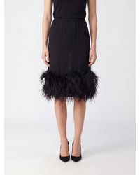 Semicouture - Satin Midi Pencil Skirt With Feather Application - Lyst