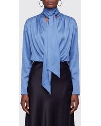 Balmain - Slim-Fit Silk Blouse With Pussy-Bow Collar And Long Sleeves - Lyst