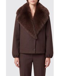 Twinset - Cotton Gabardine Coat With Faux Fur Collar - Lyst