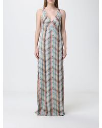 Missoni - Long Lurex Viscose Dress With Zig-Zag Motif - Lyst