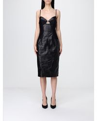 Elisabetta Franchi - Faux Leather Midi Dress - Lyst