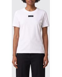 Dolce & Gabbana - Dolce &Amp Gabbana Cotton T-Shirt With Contrast Logo And Crew Neck - Lyst