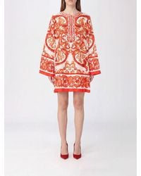 Dolce & Gabbana - Dolce &Amp Gabbana Short Silk Kaftan With All-Over Majolica Print - Lyst