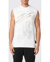 Philipp Plein - Printed Cotton Tank Top With Rhinestones - Lyst