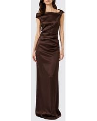 Max Mara - Long One-Shoulder Satin Evening Gown With Waist Draping - Lyst
