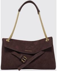 Orciani - Venus Nubuck Calfskin Shoulder Bag With Sliding Handle - Lyst
