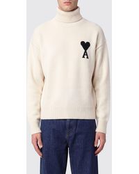 Ami Paris - Wool Turtleneck Jumper With Jacquard Logo And Dropped Shoulders - Lyst