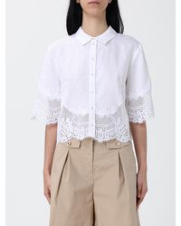 Twinset - Linen Shirt With Lace Inserts - Lyst