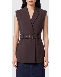 Pinko - Tailored Wool-Blend Waistcoat With Belt And Lapels - Lyst